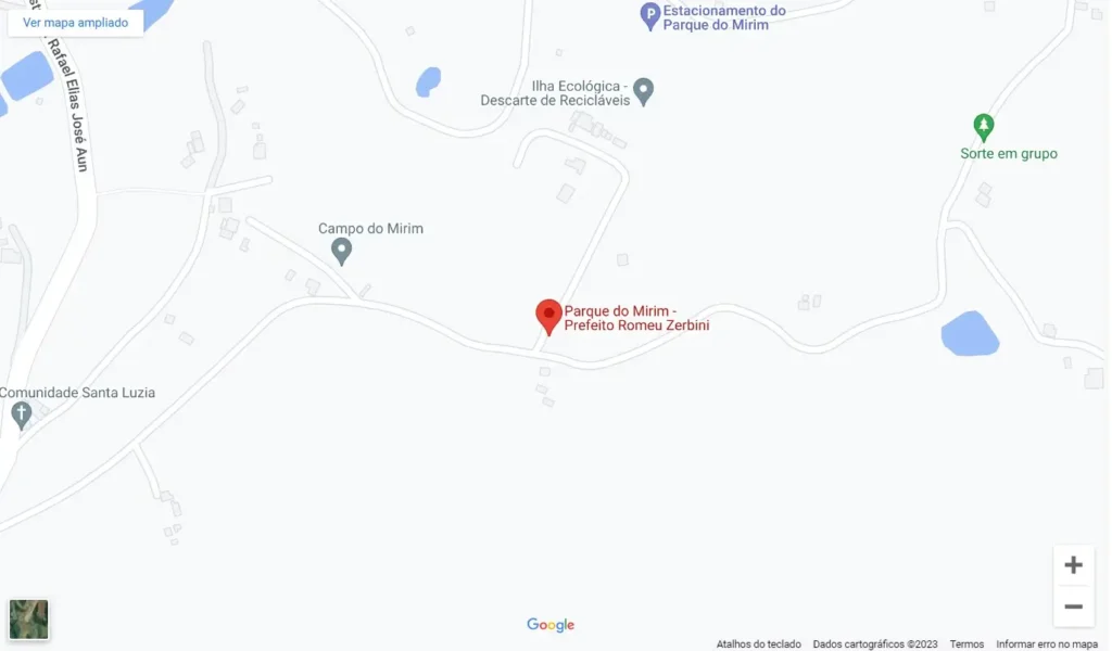 a imagem mostra o mapa do google com a localização do parque do mirim em São Paulo